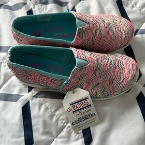 Girls Skechers Pink and Blue Flats for Casual Comfort